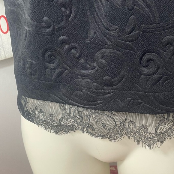 Robert Rodriguez black damask lace trim top - Picture 4 of 7
